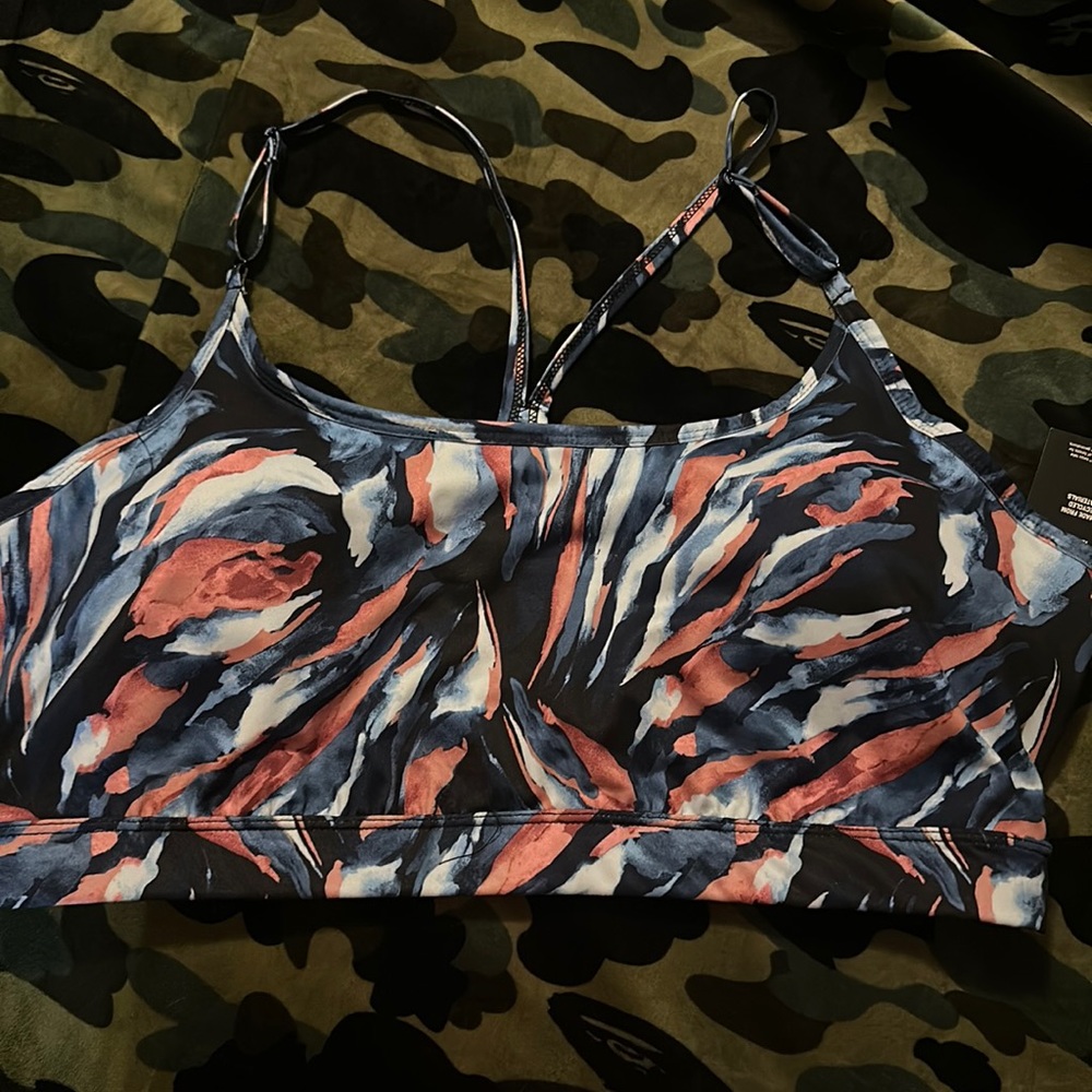 IDEOLOGY PERFORMANCE PLUS SIZE LOW IMPACT SPORTS BRA: PAINTERLY BLACK: NWT:SZ 2X